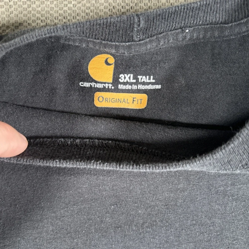 Carhartt Original Fit Long Sleeve Shirt Front Pocket Men's Size 3XL Tall Black
